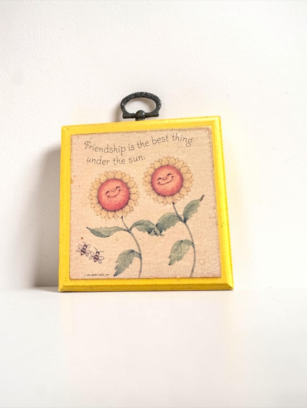 Vintage Hallmark Friendship Wall Plaque Smiling Sunflowers Yellow Mini Decor